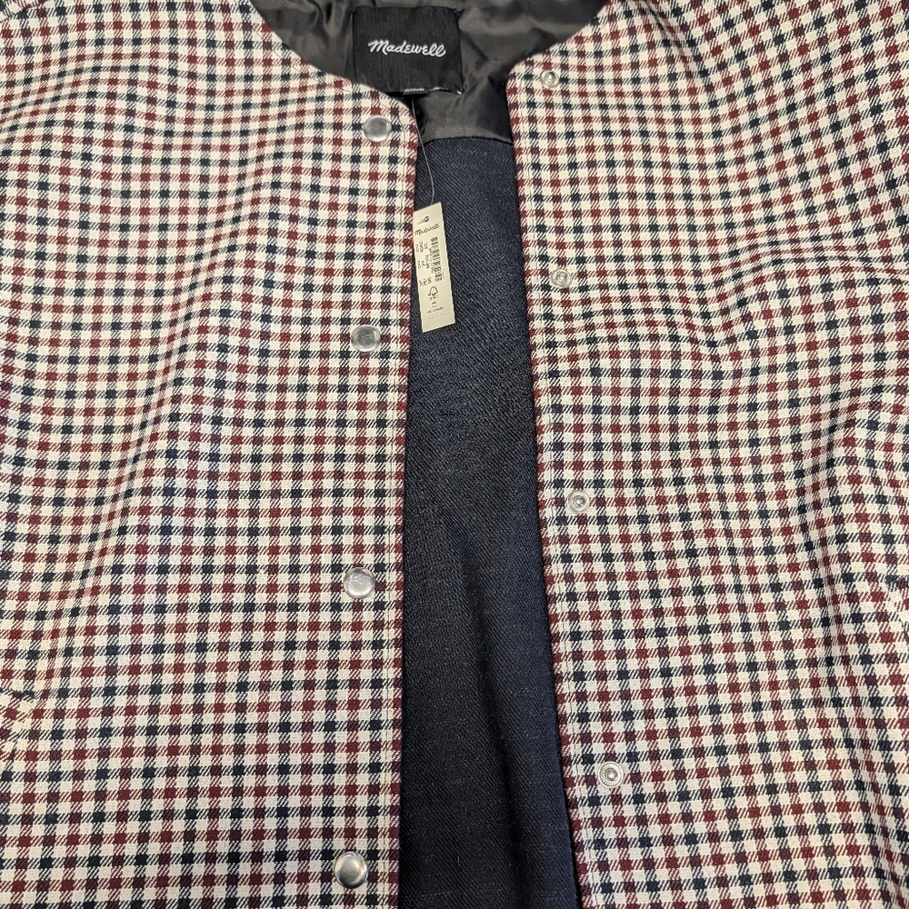 NWT - Madewell Women's Suiting Bomber Jacket - Yarn Dyed Plaid Checkered - XXL - Picture 11 of 12